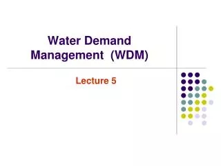 Water Demand Management (WDM)