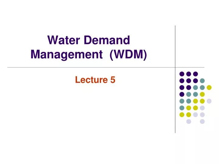 water demand management wdm