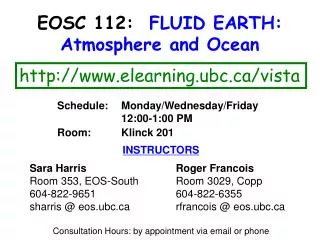 EOSC 112: FLUID EARTH: Atmosphere and Ocean
