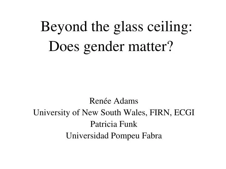 beyond the glass ceiling does gender matter