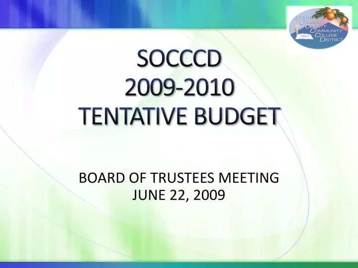 socccd 2009 2010 tentative budget