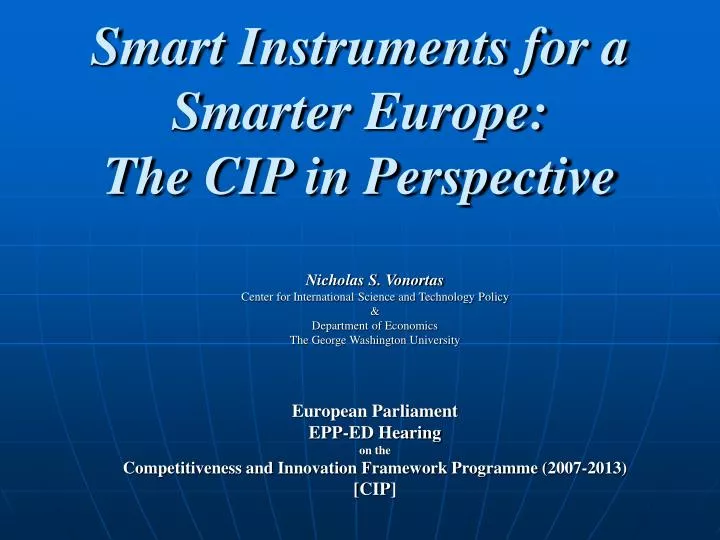 smart instruments for a smarter europe the cip in perspective