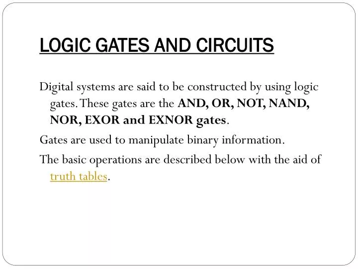 logic gates and circuits