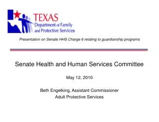 Presentation on Senate HHS Charge 6 relating to guardianship programs
