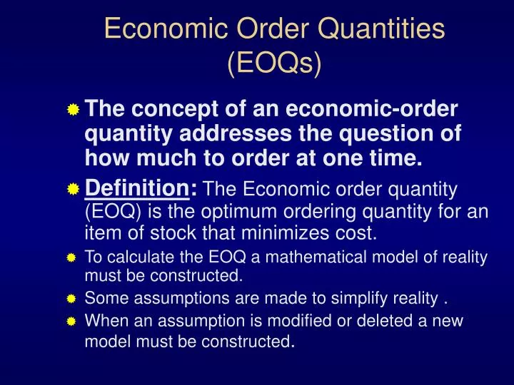 economic order quantities eoqs