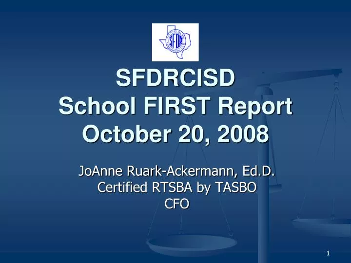 sfdrcisd school first report october 20 2008