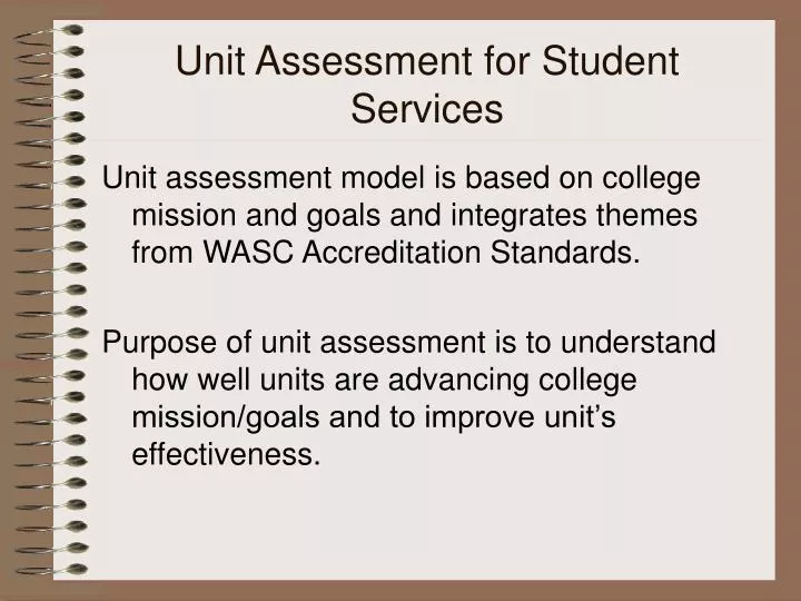 unit assessment for student services