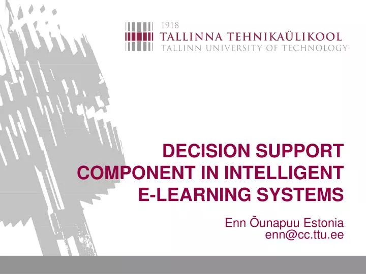 decision support component in intelligent e learning systems