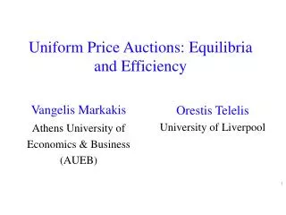 Uniform Price Auctions: Equilibria and Efficiency