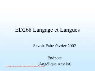 ed268 langage et langues