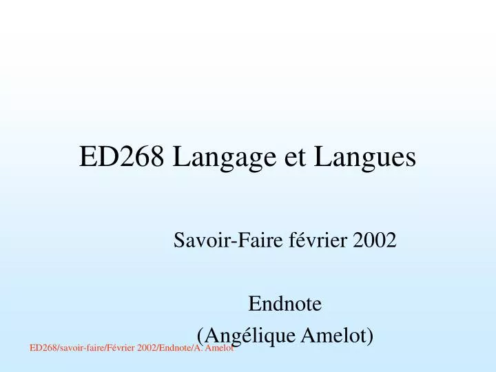 ed268 langage et langues