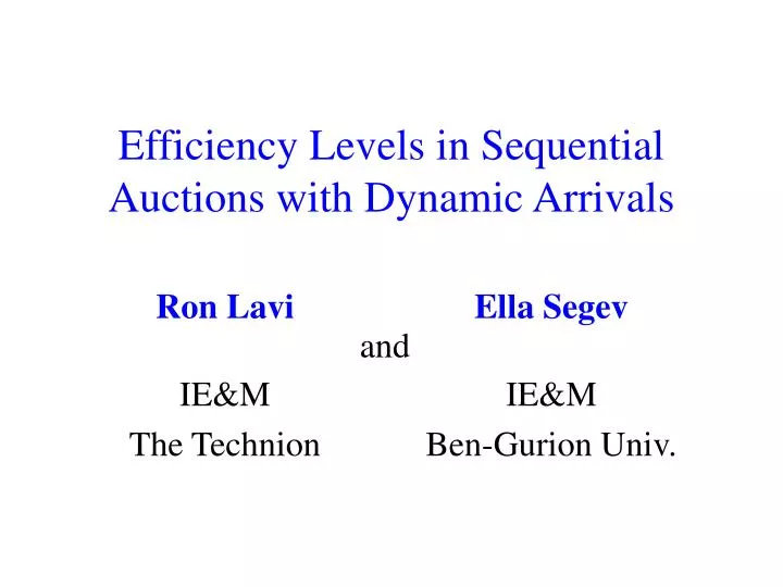 efficiency levels in sequential auctions with dynamic arrivals