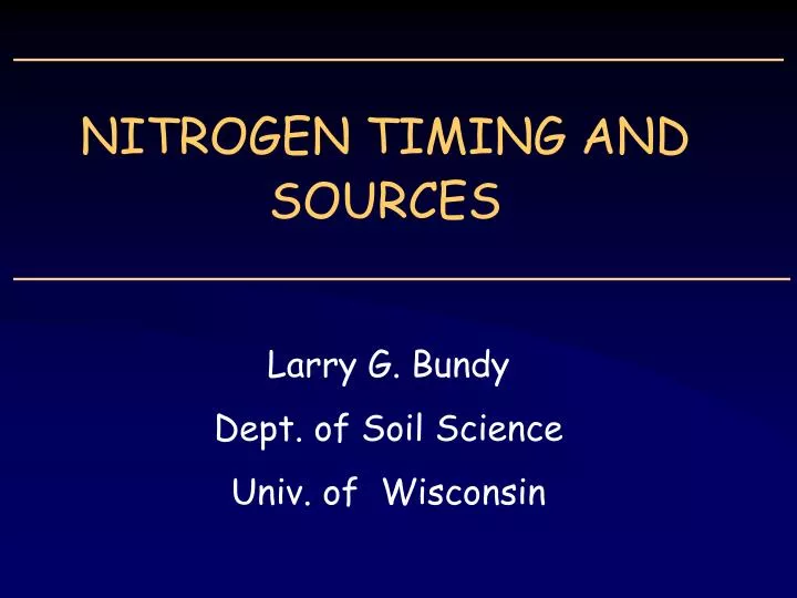 nitrogen timing and sources