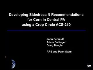 Developing Sidedress N Recommendations for Corn in Central PA using a Crop Circle ACS-210