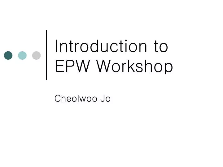 introduction to epw workshop