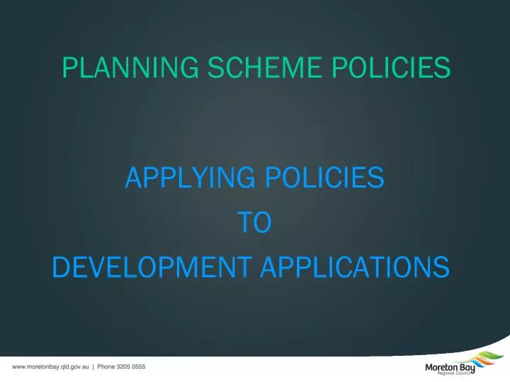 planning scheme policies