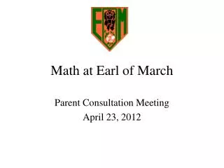 Math at Earl of March