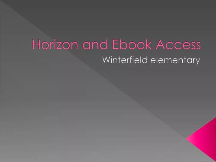horizon and ebook access