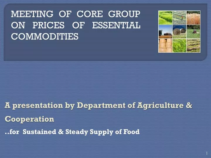 a presentation by department of agriculture cooperation for sustained steady supply of food