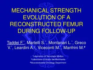 MECHANICAL STRENGTH EVOLUTION OF A RECONSTRUCTED FEMUR DURING FOLLOW-UP