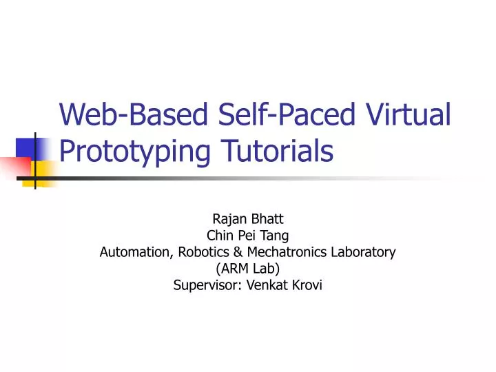 web based self paced virtual prototyping tutorials