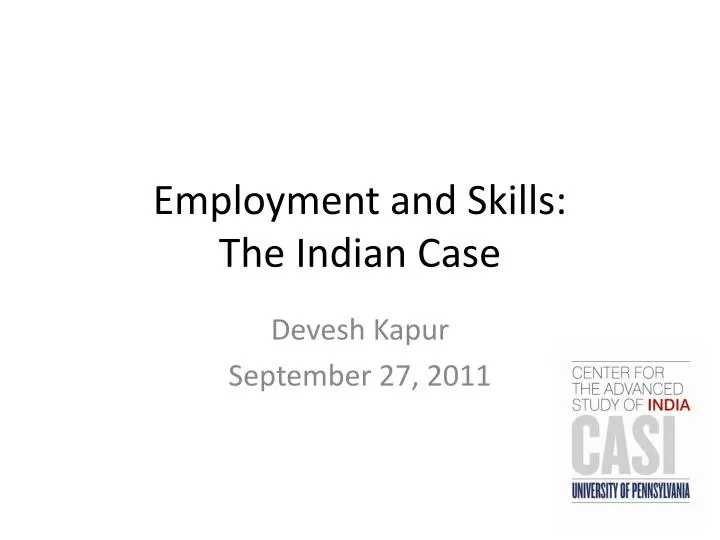 employment and skills the indian case