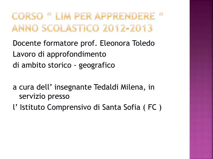 corso lim per apprendere anno scolastico 2012 2013