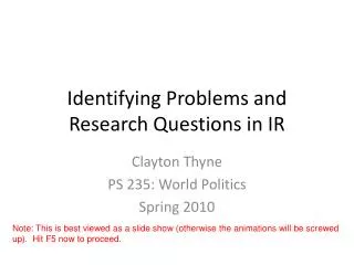 Identifying Problems and Research Questions in IR