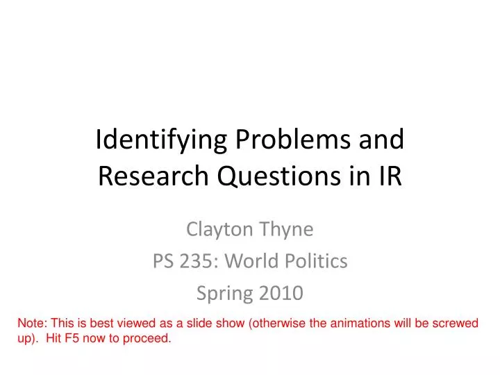 identifying problems and research questions in ir