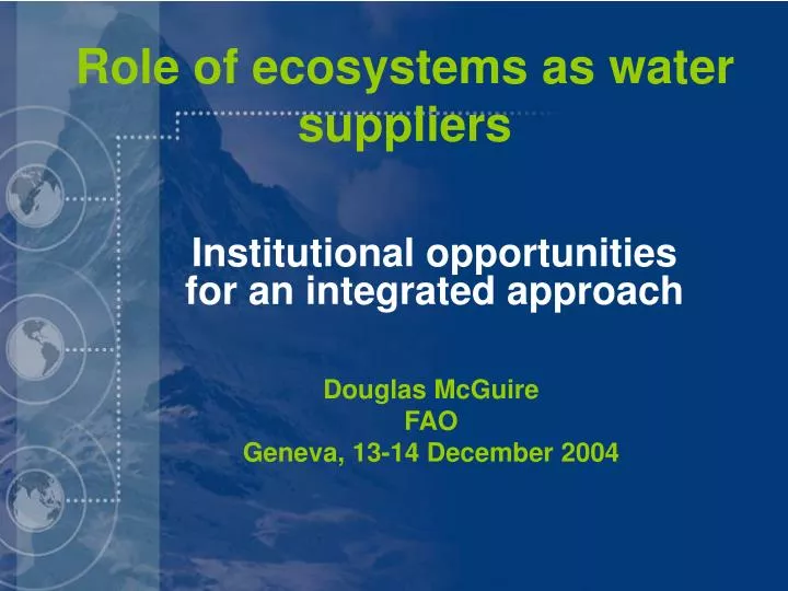 role of ecosystems as water suppliers