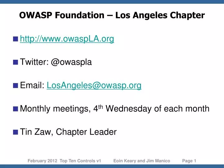 owasp foundation los angeles chapter