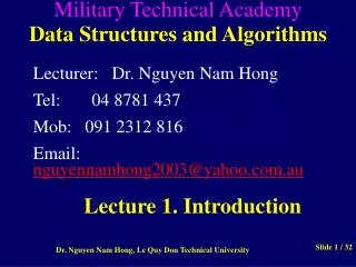 Military Technical Academy Data Structures and Algorithms