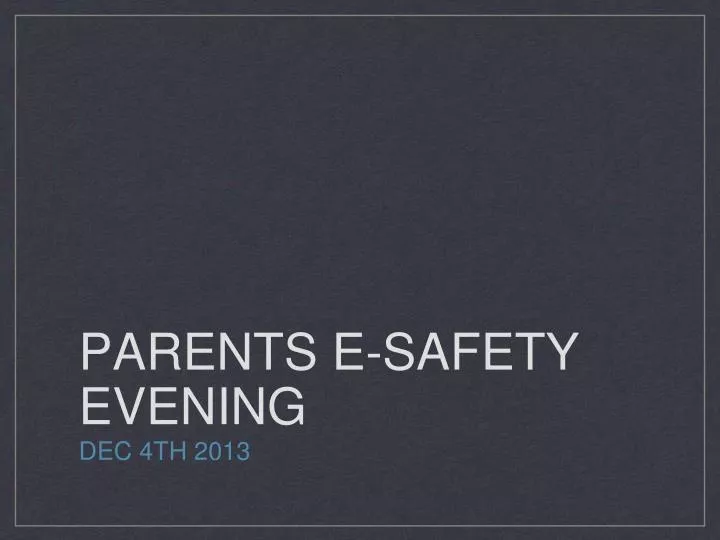parents e safety evening