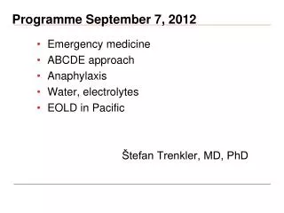 Programme September 7, 2012