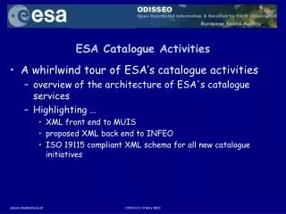 ESA Catalogue Activities