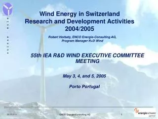 Wind Energy in Switzerland Research and Development Activities 2004/2005