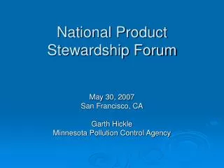 National Product Stewardship Forum