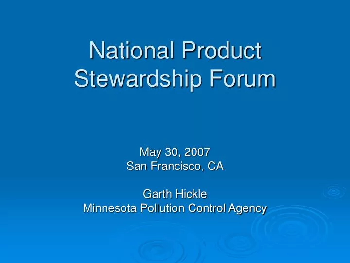 national product stewardship forum