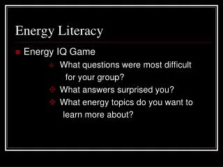 Energy Literacy