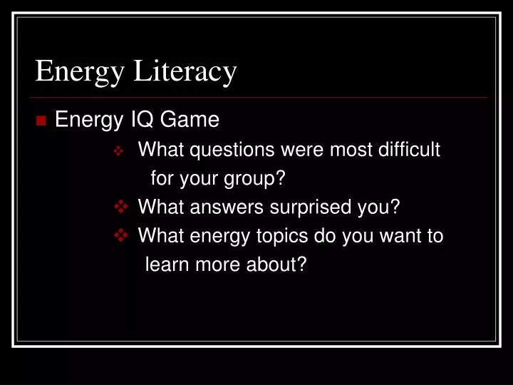 energy literacy