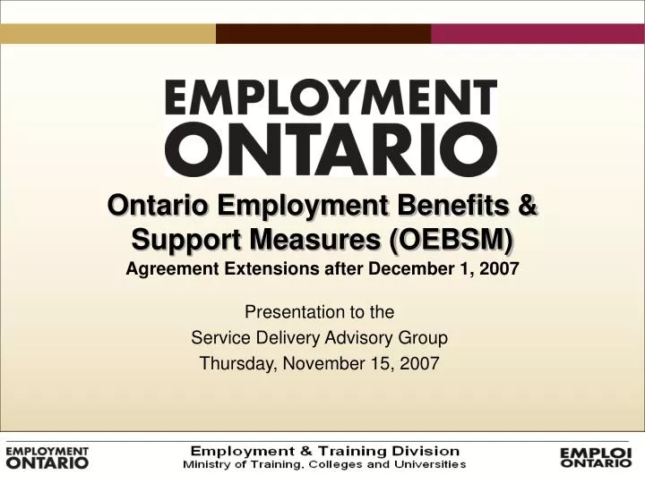 ontario employment benefits support measures oebsm