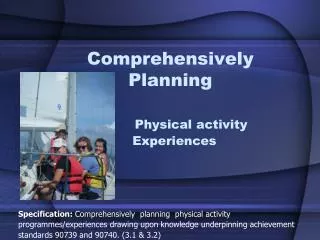 Comprehensively Planning Physical activity Experiences