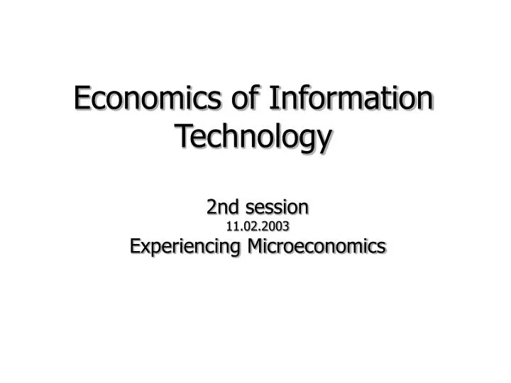economics of information technology