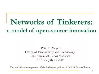 Networks of Tinkerers: a model of open-source innovation