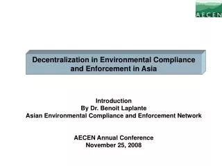 Decentralization in Environmental Compliance and Enforcement in Asia