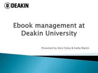 Ebook management at Deakin University