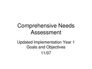 Comprehensive Needs Assessment