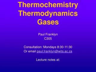 Thermochemistry Thermodynamics Gases