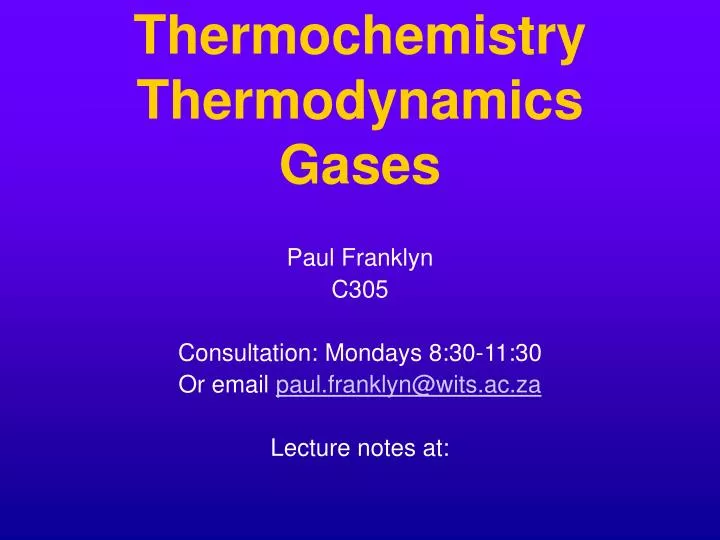 thermochemistry thermodynamics gases