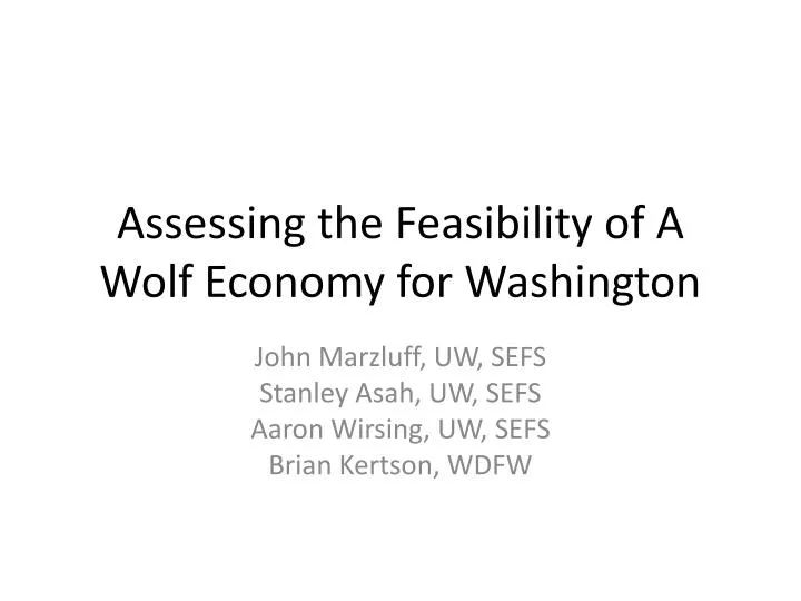 assessing the feasibility of a wolf economy for washington